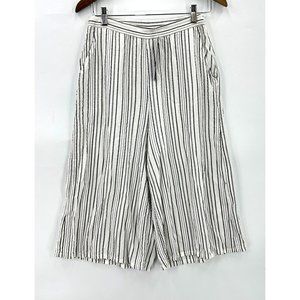 Michael Stars Pants Womens Striped Culottes Seersucker Wide Leg White Black XS